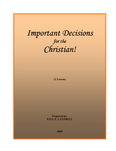 Important Decisions for the Christian