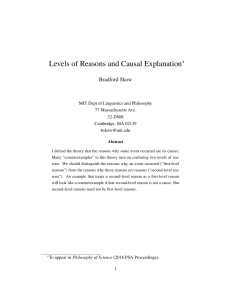 Levels of Reasons and Causal Explanation