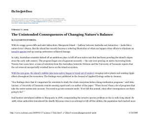 The Unintended Consequences of Changing Nature`s Balance