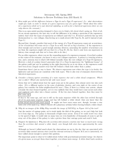 Astronomy 102, Spring 2003 Solutions to Review Problems