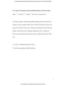 GC-content of synonymous codons profoundly influences amino