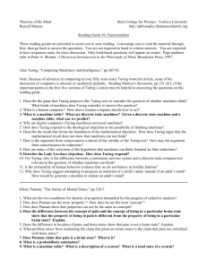 Reading Guide #6: Functionalism