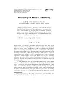 Anthropological Theories of Disability