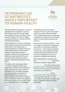 Veterinary use of antibiotics critical to human health