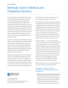 Methods Used in Medical and Population Genetics