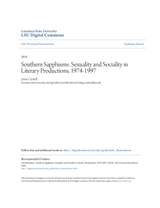 Sexuality and Sociality in Literary Productions, 1974-1997