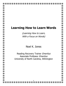 Learning How to Learn Words - Reading Recovery Council of North