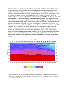 Onshore, active source seismic data were collected along two dip