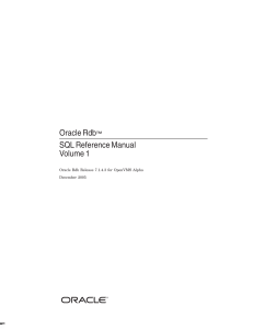 Oracle Rdb™ SQL Reference Manual Volume 1