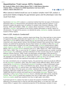Quantitative Trait Locus (QTL) Analysis