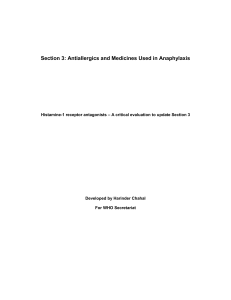 Section 3: Antiallergics and Medicines Used in Anaphylaxis