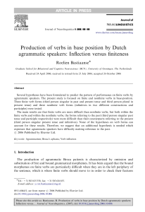 Production of verbs in base position by Dutch agrammatic