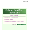 Solving Two Step Equations