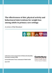 The effectiveness of diet, physical activity and behavioural