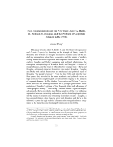 Neo-Brandeisianism and the New Deal: Adolf A. Berle, Jr., William O
