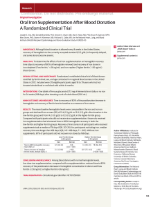 Oral Iron Supplementation After Blood Donation A