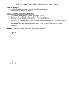 11.2 Solving Systems of Linear Equations By Substitution