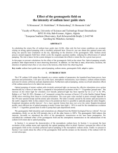 Effect of the geomagnetic field on the intensity of sodium laser guide