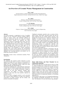 An Overview of Ceramic Wastes Management in Construction