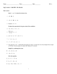 Alg 2 review 1 Fall 2013 Mr. Dowler