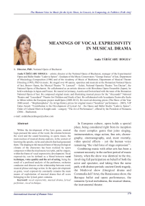 MEANINGS OF VOCAL EXPRESSIVITY IN MUSICAL DRAMA