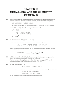 CHAPTER 20 METALLURGY AND THE CHEMISTRY OF METALS