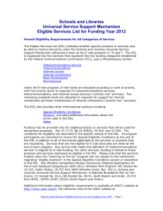 Eligible Services List 2012 - Universal Service Administrative