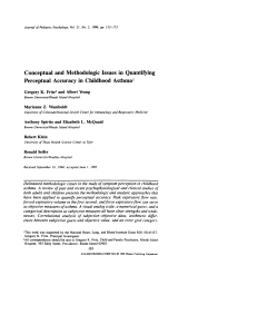 Conceptual and Methodologic Issues in Quantifying Perceptual