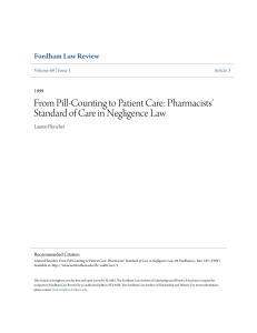 Pharmacists` Standard of Care in Negligence Law