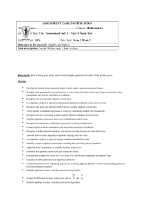 ASSESSMENT TASK NOTIFICATION Student Name