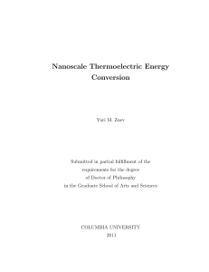Nanoscale Thermoelectric Energy Conversion - Kim Lab