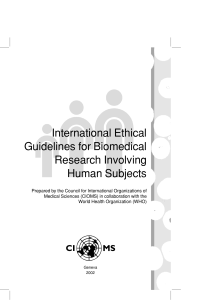 International Ethical Guidelines for Biomedical Research