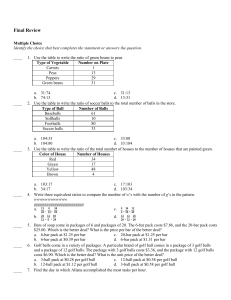 Math Course I Midterm Review ( Mr. Yanar ) - HSS-High