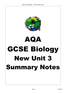 B3 Biology Summary Notes
