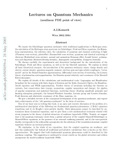 Lectures on Quantum Mechanics (nonlinear PDE point of view)