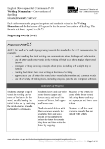 Developmental Overview for Writing – Conventions of Spelling