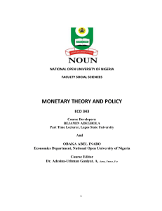 MONETARY THEORY AND POLICY