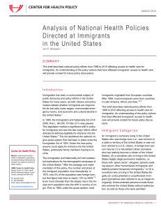 Analysis of National Health Policies Directed at Immigrants