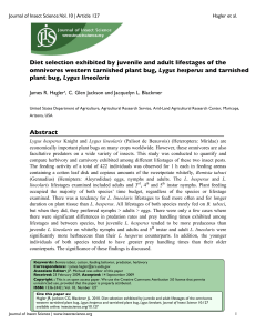 Diet selection exhibited by juvenile and adult lifestages of the