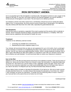 Iron Deficiency - University of California, Berkeley