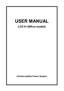 USER MANUAL LCD 6~20Kva models