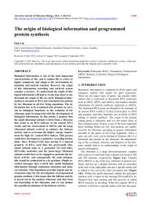 The origin of biological information and programmed protein synthesis