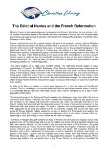 The Edict of Nantes and the French Reformation