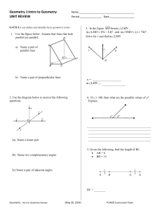 Geometry 1:Intro to Geometry UNIT REVIEW