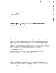 Globalization, Offshoring and Economic Insecurity in Industrialized
