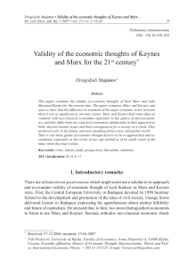 Validity of the economic thoughts of Keynes and Marx for the 21st