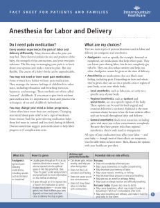 Anesthesia for Labor and Delivery