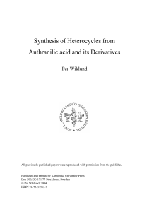 Synthesis of Heterocycles from Anthranilic acid