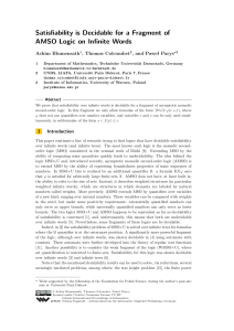 Satisfiability is Decidable for a Fragment of AMSO Logic on Infinite