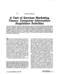 A Test of Services Marketing Theory: Consumer Information